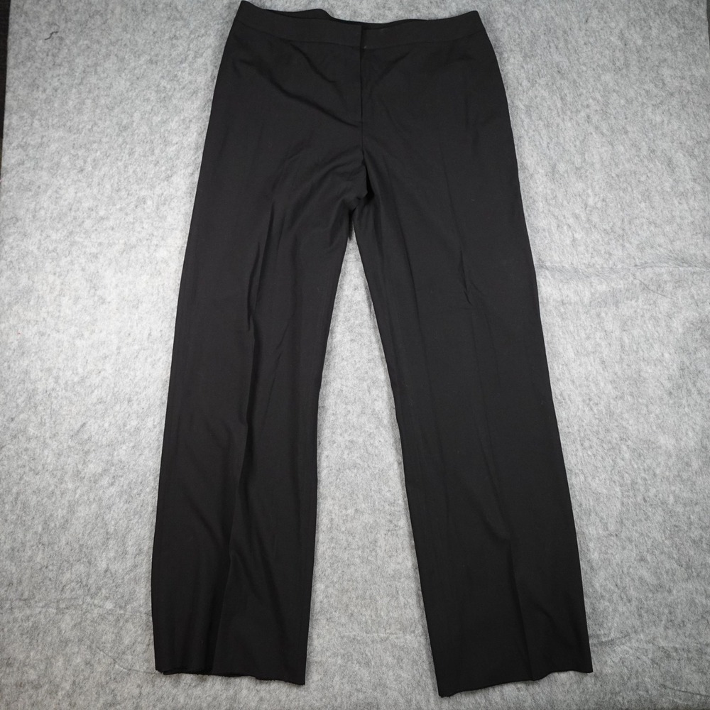 Lafayette 148 Pant Women 14 Black Wool Blend Straight Leg Professional Office